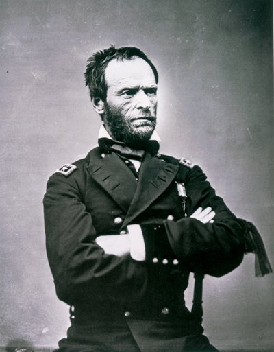 General William T. Sherman (1820-91) (s/hvitt-bilde) av American Photographer
