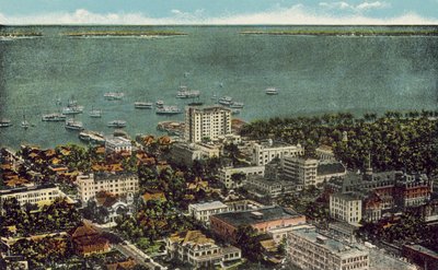 Miami, Florida, ca. 1925: Fugleperspektiv over Miami (fargefoto) av American Photographer