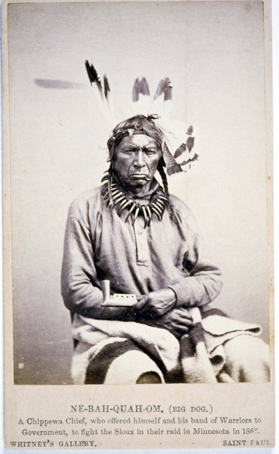 NE-BAH-QUAH-OM, Big Dog, Chippewa-sjef, tilbød seg å kjempe mot Sioux i Minnesota av American Photographer
