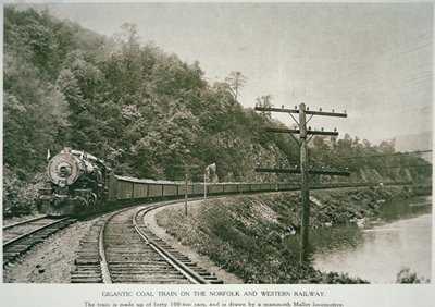 Norfolk & Western Railway, ca. 1925 (s/hvitt-bilde) av American Photographer