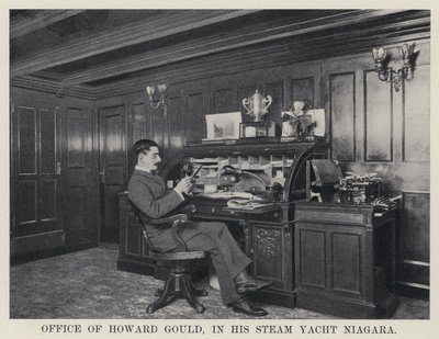 Kontoret til Howard Gould, i hans Steam Yacht Niagara (s/h-bilde) av American Photographer