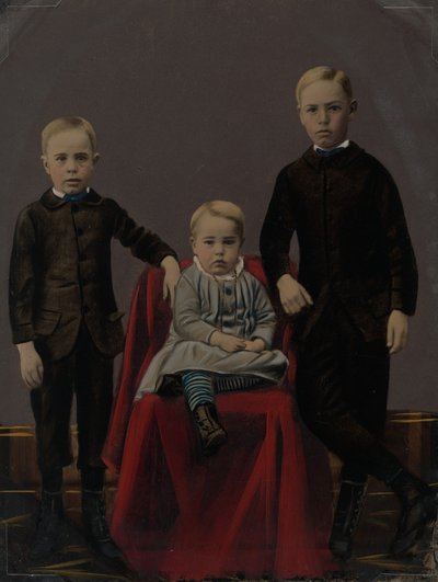 Portrett av tre gutter, 1860-tallet (foto) av American Photographer