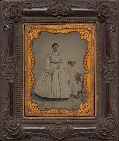 Portrett av en kvinne og gutt, ca. 1863 (foto) av American Photographer