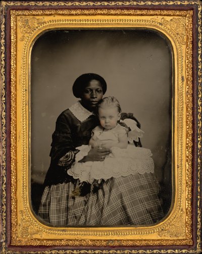 Portrett av en kvinne og et barn, ca. 1860 (foto) av American Photographer