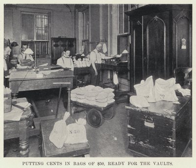 Putting cents in poser of , Ready for the Vaults (s/hv-bilde) av American Photographer