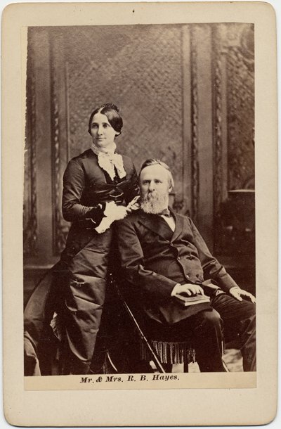 Rutherford Birchard Hayes (1822-93), 19. president i USA, og Lucy Ware Webb Hayes (1831-89), hans kone (albumfoto) av American Photographer