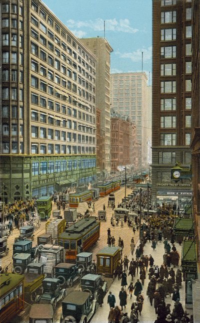 State and Madison Streets, Busiest Corner in the World (farget bilde) av American Photographer