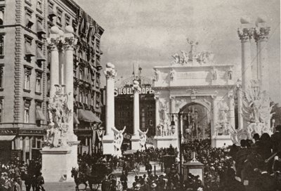 Dewey Arch foran Fifth Avenue Hotel på 23rd St., New York City, for å feire seieren over Spania, 1899 av American Photographer