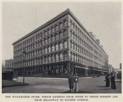 Wanamaker Store, som strekker seg fra Ninth til Tenth Streets og fra Broadway til Fourth Avenue (s/hv-bilde) av American Photographer