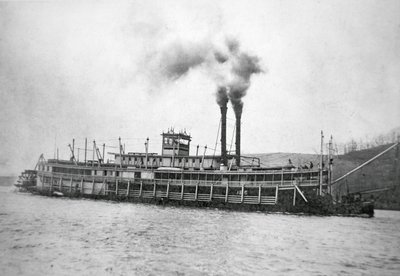 Hekkhjulet 'Virginia', ved elven Ohio, ca. 1880 (s/hvitt-bilde) av American Photographer