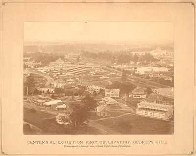Utsikt over Centennial International Exhibition, fra observatoriet, Georges Hill, Philadelphia, 1876 (sølvalbumintrykk) av American Photographer