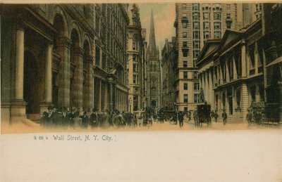Wall Street, New York City. Postkort sendt i 1913. av American Photographer