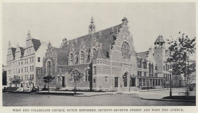 West End Collegiate Church, Dutch Reformed, Seventy-Seventh Street og West End Avenue (s/hv-bilde) av American Photographer