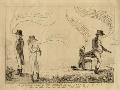 Et genuint syn på partene i en æressak etter det femte skuddet ved Hoboken, 31. juli 1802 av American School