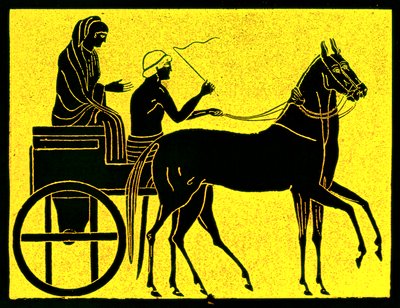 En gresk vogn, illustrasjon fra History of Greece av Victor Duruy, utgitt 1890 (digitalt forbedret bilde) av American School
