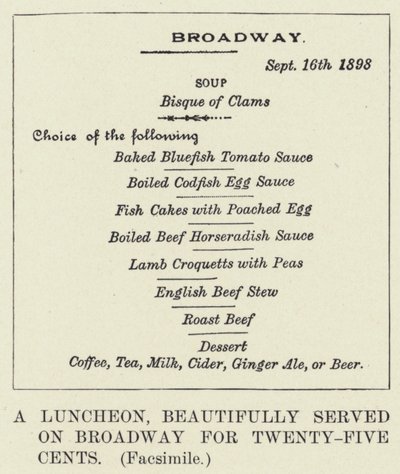 En lunsj, vakkert servert på Broadway for Twenty-Five Cents, Faksimile (litho) av American School