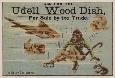 God jul, handelskort som reklamerer for Udell treretter av American School