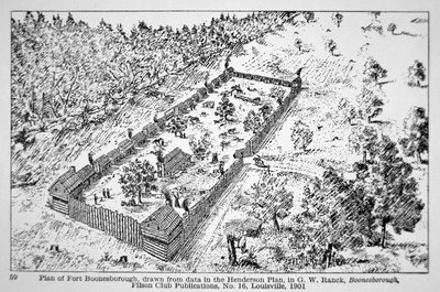 Utsikt over Fort Boonesborough i Kentucky av American School