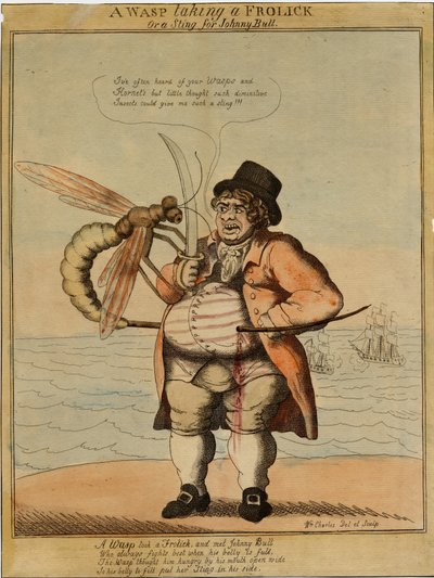 En veps som boltrer seg, 1813 (håndfarget etsning) av American School