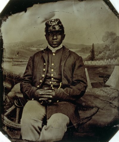 Abraham F. Brown, fra 54th Massachusetts Infantry, ca. 1863 (tintype) av American School