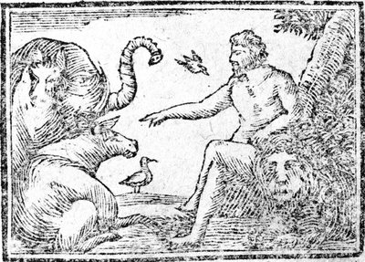 Adam som navngir dyrene, illustrasjon fra An Abridgement of the History of the Holy Bible, publisert 1794 av American School