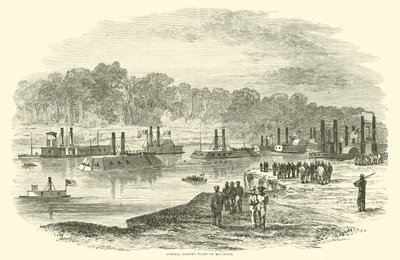 Admiral Porters flåte på Red River, mars 1864 av American School