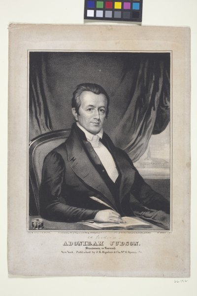 Adoniram Judson, misjonær til Burma (litografi) av American School
