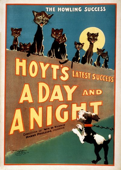 Annonse for Charles Hoyts A Day and a Night, pub.1899 av American School
