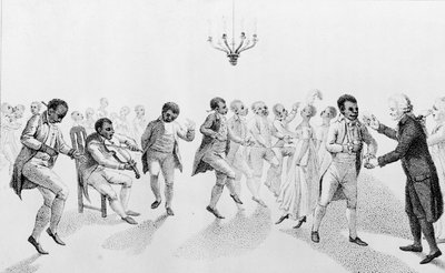 Afroamerikanere på ball med guvernør John Hancock (1737-93) fra The Echo, med andre dikt av Richard Alsop (1761-1815) 1807 av American School