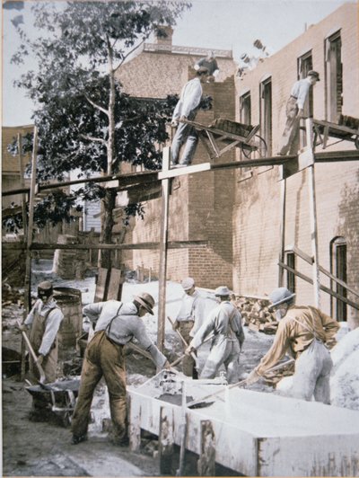 Afroamerikanere bygger en utvidelse til Negro Industrial Institute i Tuskegee, Alabama av American School