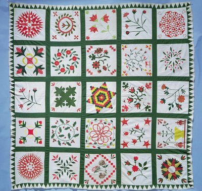 Albumteppe med sesongens blomster, 1844 (bomull) av American School