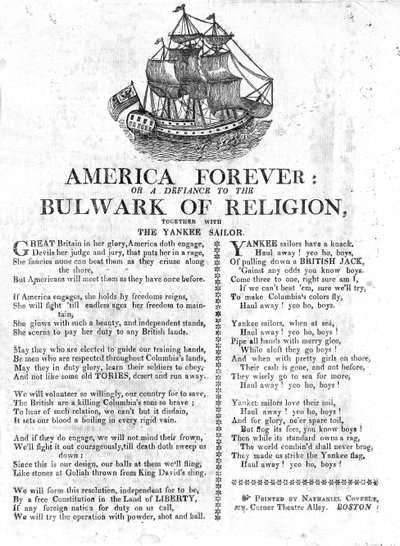 America Forever or a Defiance to the Bulwark of Religion, sammen med Yankee Sailor (avispapir) av American School