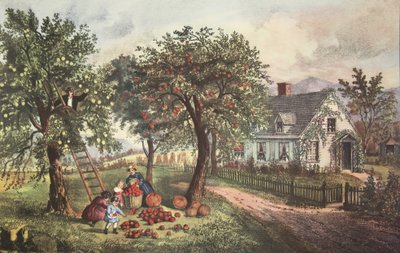 American Homestead - Høst, pub. 1869, Currier & Ives av American School