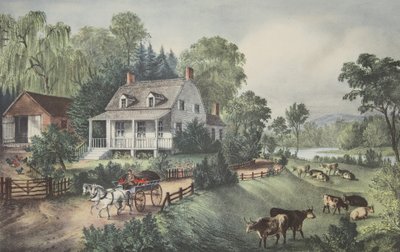 American Homestead - Sommer, pub. 1868, Currier & Ives av American School