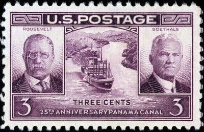 Amerikansk frimerke på 25-årsjubileet for Panamakanalen av American School