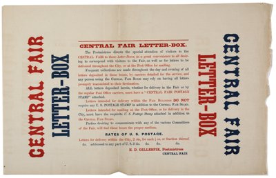 Kunngjøring for de sentrale messebrevboksene, ca. 1864 av American School
