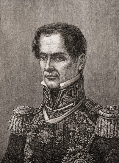 Antonio de Padua Maria Severino Lopez de Santa Anna y Perez de Lebro, fra 'The History of Our Country', utgitt 1905 (gravering) av American School