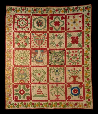 Applique Album Quilt, L & M, 1860 (bomull) av American School