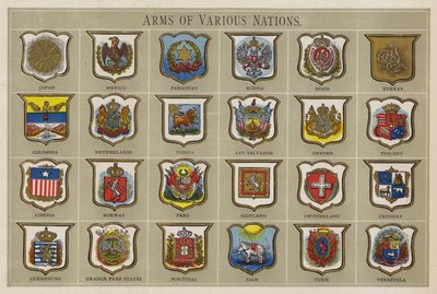 Arms of Various Nations (farge litho) av American School