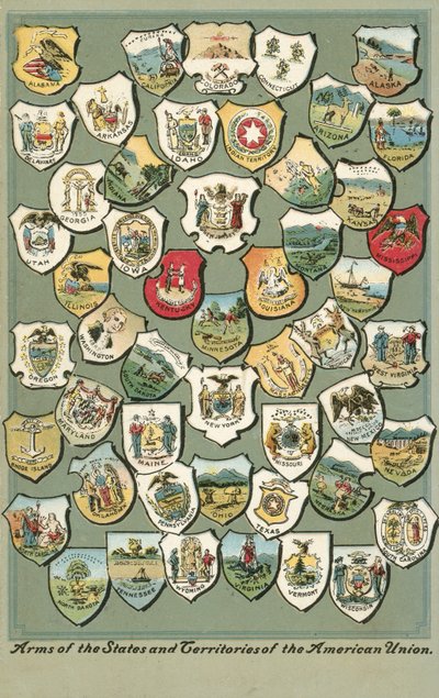 Arms of the states of USA (farge litho) av American School