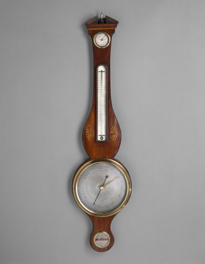 Barometer, ca. 1801-1804 (mahognifiner og uidentifisert innlegg; gran og kornel) av American School