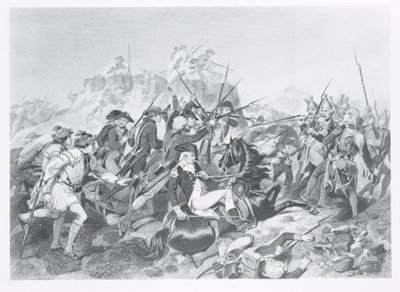 Slaget ved Saratoga - General Arnold såret i angrepet på Hessian Redoubt, 17. oktober 1777 av American School