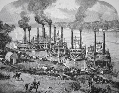 Slaget ved Shiloh også kjent som Pittsburg Landing, april 1862 (litho) av American School