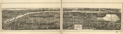 Fugleperspektiv av den delen av 23. og 24. avdeling av byen New York, som ligger vest for New York og Harlem Railroad, og av Grand Boulevard og Concourse som forbinder Manhattan Island med parksystemet nord for Harlem River av American School