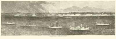 Blokkerende flåte utenfor Wilmington, New Inlet, oktober 1864 av American School