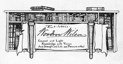 Bokplate til president Woodrow Wilson (1856-1924) (trykk) av American School
