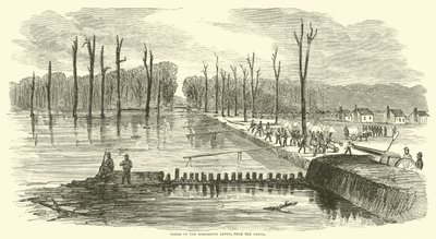 Bryt i Mississippi Levee, nær kanalen, mars 1863 av American School