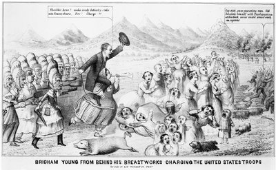Brigham Young fra Behind his Breastworks anklager USAs tropper av American School