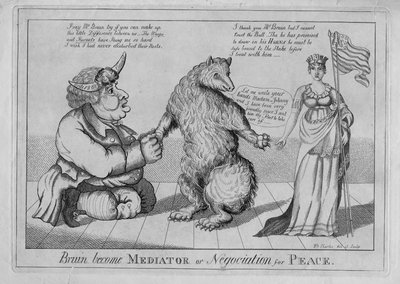 Bruin ble mekler eller fredsforhandling, ca. 1813 av American School