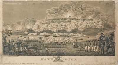 Burning of Washington av britene, 24. august 1814, utgitt av I. Ryland av American School